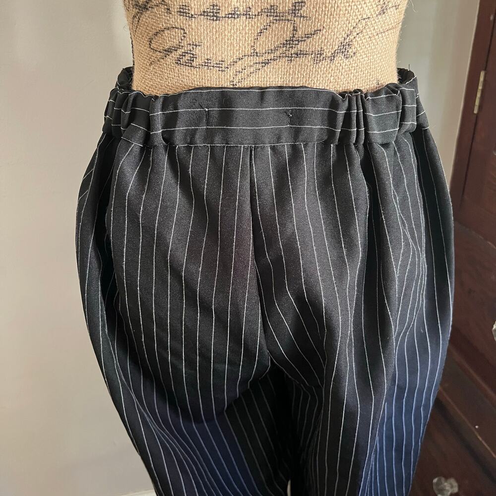 90s Y2K Vintage Roamans Black White Pinstripe Wide Leg Pants 10WP Soft Power - Picture 7 of 17